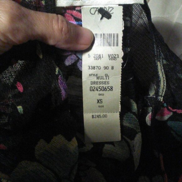 NWT Cache Sheer Black Floral Long Sleeve Dress BODYCON SHEER MESH SZ. XS SEXY! - Picture 12 of 13